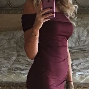 Wine off the shoulders dress! Wore once !!